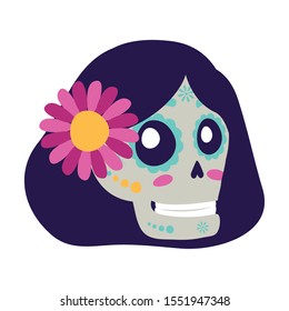 katrina skull head comic character vector illustration design