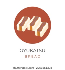 Katsu Sando Or Katsu Sandwich Vector Illustration Logo With Katsu Meat Filling