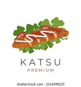 Katsu vector illustration logo with fresh vegetables
