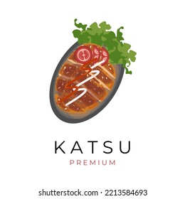 Katsu vector illustration logo with hot plate