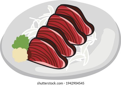 Katsuo No Tataki Illustration Sashimi