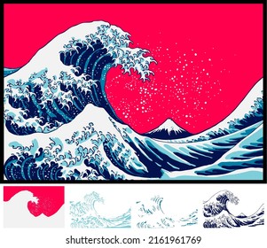 Imagen de Katsushika Hokusai Kanagawa Okinami Ura. Son datos vectoriales fáciles de editar.