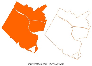 Katwijk municipality (Kingdom of the Netherlands, Holland, South Holland or Zuid-Holland province) map vector illustration, scribble sketch Katwyk map