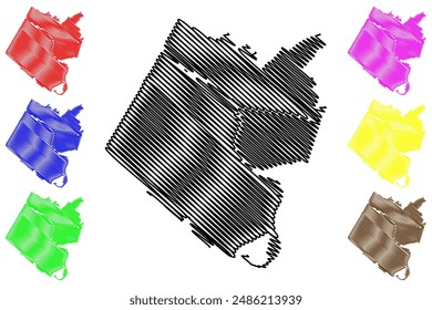 Katwijk municipality (Kingdom of the Netherlands, Holland, South Holland or Zuid-Holland province) map vector illustration, scribble sketch Katwyk map