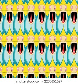 Katydid Insect Retro Pattern Background
