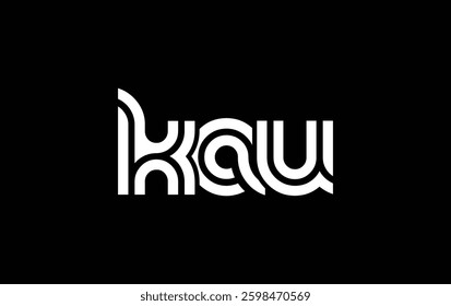 KAU Creative Unique Modern Letter Logo Design. Stylized logo featuring a unique letter design, presenting abstract minimalist aesthetics and modern appeal.