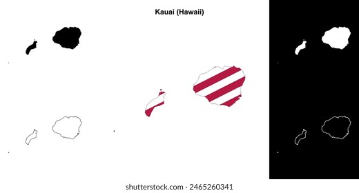 Kauai County (Hawaii) outline map set