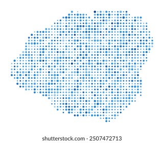 Mapa de puntos de Kauai. Forma de estilo digital de isla. Imagen del Vector Kauai. Puntos circulares azules en forma de isla. Ilustración vectorial con estilo.