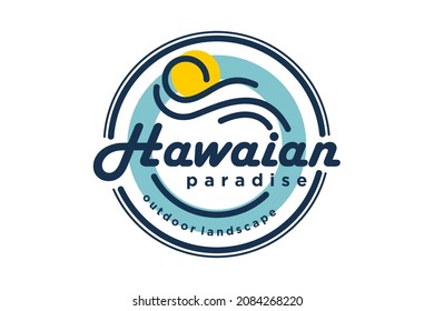 Kauai Hawaii Beach Stamp Logo design