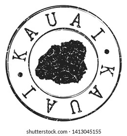 Kauai Hawaii Stamp Postal. Map Silhouette Seal. Passport Round Design. Vector Icon. Design Retro Travel.
