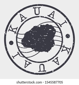 Kauai Hawaii Stamp Postal. Map Silhouette Seal. Passport Round Design. Vector Icon. Design Retro Travel.