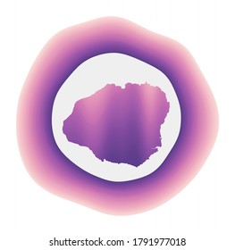 Kauai icon. Colorful gradient logo of the island. Purple red Kauai rounded sign with map for your design. Vector illustration.
