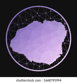 Kauai icon. Vector polygonal map of the island. Kauai icon in geometric style. The island map with purple low poly gradient on dark background.