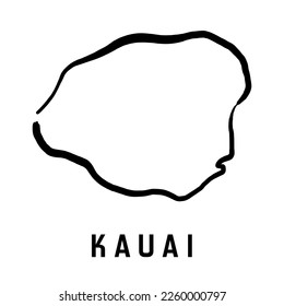 Kauai island map of Hawaii. Simple outline. Vector hand drawn simplified style map.