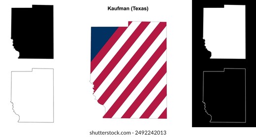 Kaufman County (Texas) outline map set