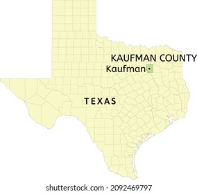 Kaufman County And Town Of Kaufman Location On Texas State Map