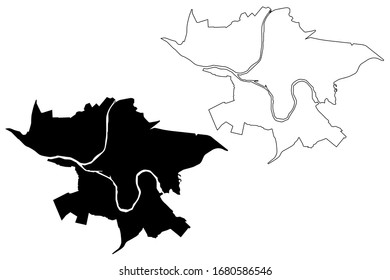 Kaunas City (Republik Litauen) Karte Vektorillustration Illustration, Skizze Stadt Kaunas Karte