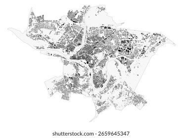 Mapa abrangente do vetor de Kaunas: construção