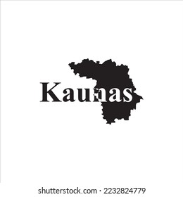 Kaunas map and black lettering design on white background