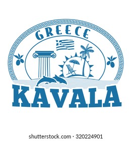 Kavala, Greece stamp or label on white background, vector illustration