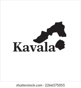 Kavala map and black lettering design on white background