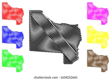 Kavango West Region (Regions of Namibia, Republic of Namibia) map vector illustration, scribble sketch Kavango West map