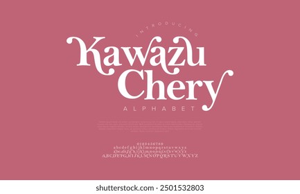 Kawachery swash luxury elegant alphabet letters and numbers. Vintage wedding typography classic serif font decorative vintage retro. creative vector illustration