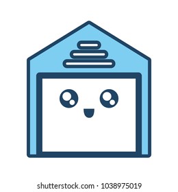 kawai blue storage vector illustration