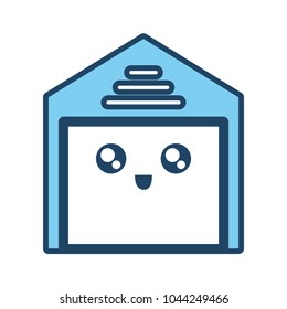 kawai blue storage vector illustration