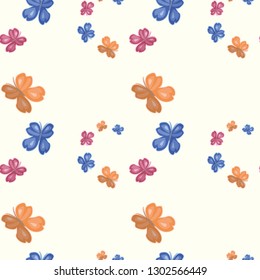 Kawai butterflies - pattern. Seamless pattern of cute butterflies for wrapping paper. Vector, esp10.