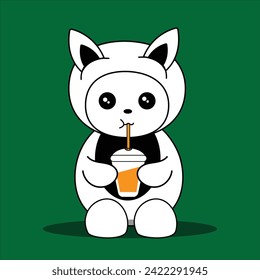Kawai character cartoon with various expression. Editable character color. Sticker character 