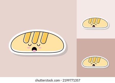 Kawai Character Of Food With Different Color Tone Background