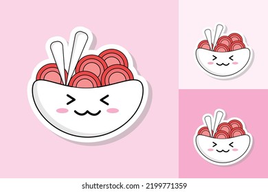 Kawai Character Of Food With Different Color Tone Background