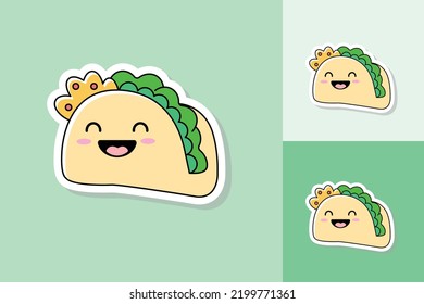 Kawai Character Of Food With Different Color Tone Background