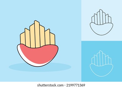 Kawai Character Of Food With Different Color Tone Background