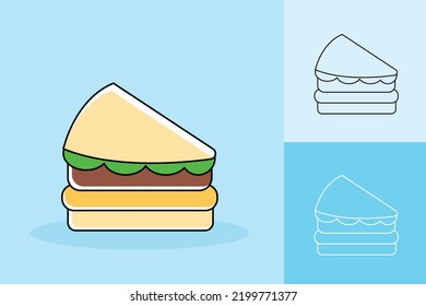 Kawai character of food with different color tone background