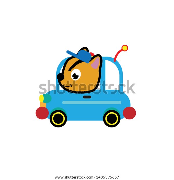 kawai or cute animal design with car
background illustration