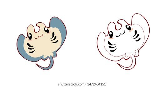 kawai or cute animal vector design for t-shirt or drawing book