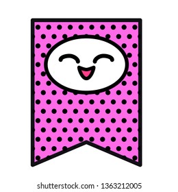 Kawai Flag. Sign, symbol, web element. Social media icon. Business concept. Tattoo template. Line art. Website pictogram.