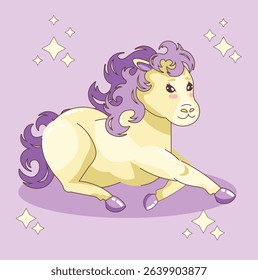 Kawai horse lay. Cute pony girl