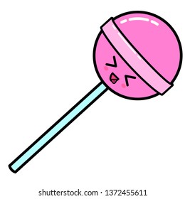 Kawai Lollipop. Sign, symbol, web element. Social media icon. Business concept. Tattoo template. Line art. Website pictogram.