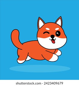 Kawai Shiba Inu dog character. Vector Shiba Inu character. Sticker character 