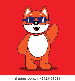 Kawai Shiba Inu dog character. Vector Shiba Inu character. Sticker character 