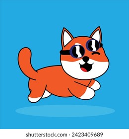Kawai Shiba Inu dog character. Vector Shiba Inu character. Sticker character 