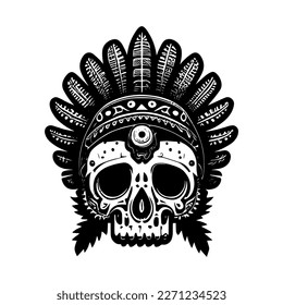 Kawai Skull Head illustration features a cute and whimsical skull with large eyes and a playful expression, combining the macabre with the adorable