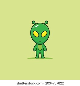 Kawaii alien with flat exspression