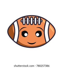 kawaii american football ball  vector illustration