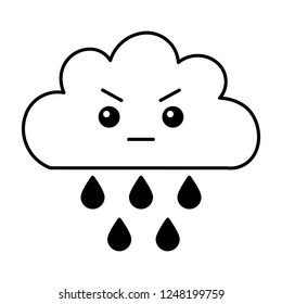kawaii angry cloud rain cartoon