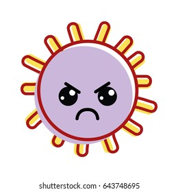 kawaii angry sun with cute eyes and cheeks