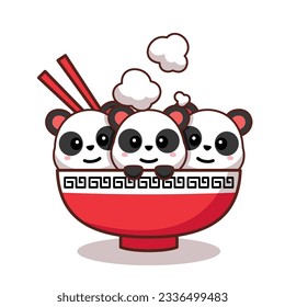 a kawaii animal bowl panda vector illustration